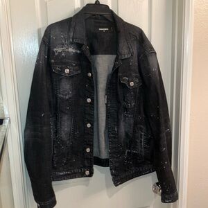 Dsquared2 black distressed denim jacket—size 58 EU .. essentially new condition